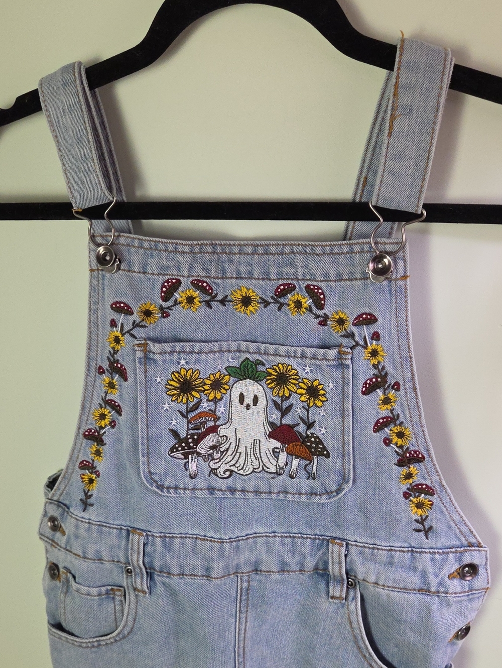 Ghost And Mushroom Embroidered Overall Dress - Picture 3 of 6
